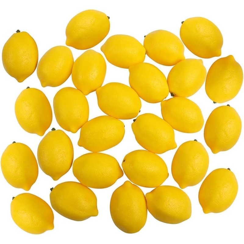 Fxieng 6 Pcs Yellow Mini Lemon Decor Fake Fruit Home