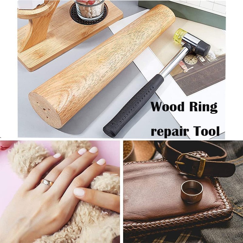 Auniwaig Wood Ring Mandrel Pine Ring Making Tool Hammer Mallet