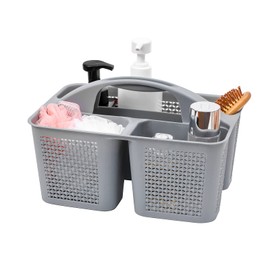 UUJOLY - Cesta de ducha portátil de plástico, cesta de ducha de limpieza con compartimento para asa, organizador de cesta de almacenamiento para baño, cocina, universidad, recámara, fregadero, color