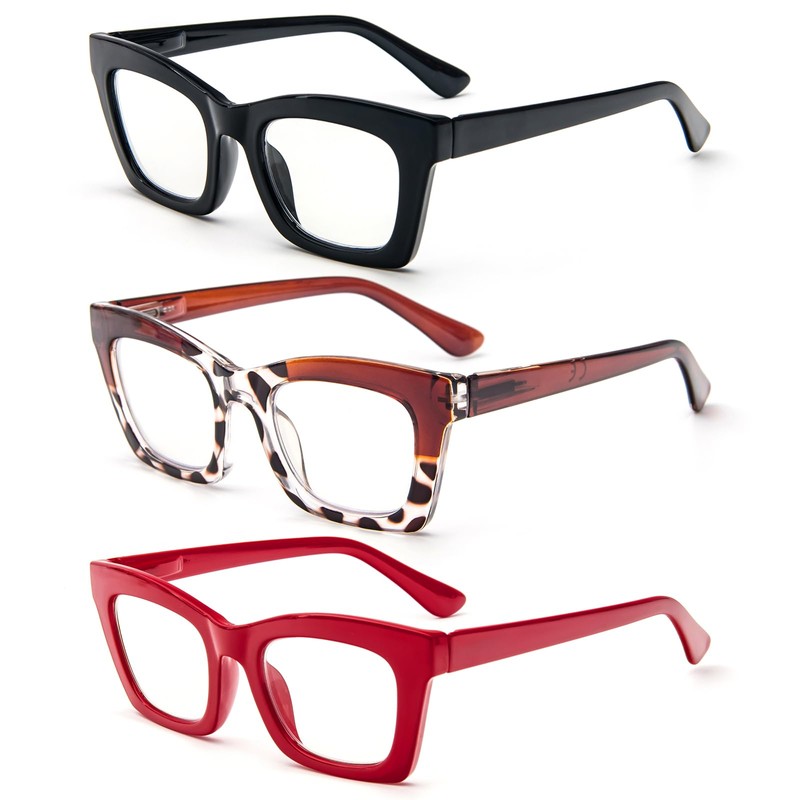 REAVEE 3 Pack Oprah Style Reading Glasses for Women Blue