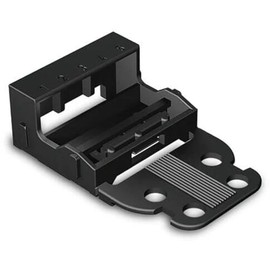 221-515 | WAGO 221 Series mounting Carrier (24-12 AWG) | 5-Conductor | with snap-in mounting Foot for Horizontal mounting | Black | [Box of 10 Pieces]