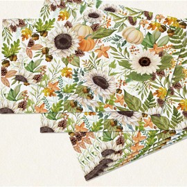 Fall Pumpkin Paper Placemats, 48 Sheets, 11 x 17 Inches, Watercolor Vintage Pumpkin Design, Disposable Placemats for Thanksgiving Party Table Decor