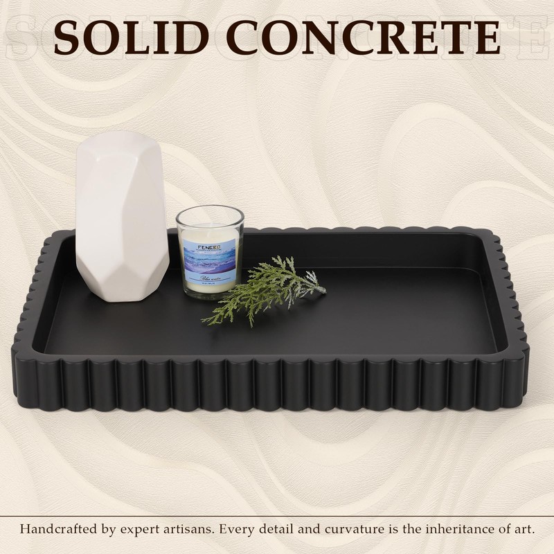 Cathyeen Concrete Decorative Tray for Coffee Table Decor, 14" Coffee