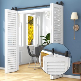 TSMST 5ft/60" Barn Door Hardware for Bifold Doors Kit for 4 Doors,Heavy Duty Sturdy Bifold Barn Door Hardware Kit,Easy to Assemble,Smoothly and Quietly,T Shape(No Door)