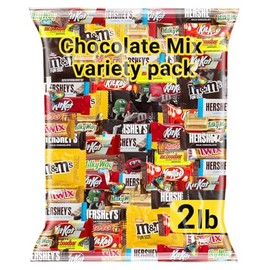 Chocolate Assorted Bulk Candy Variety Pack 2lb - Mini Chocolate Bars, Milk & Dark Chocolate Mix - Individually Wrapped Bulk Candy for Office Snacks, Party Favors and Bags - Trick or Treat Ready Mix for Halloween