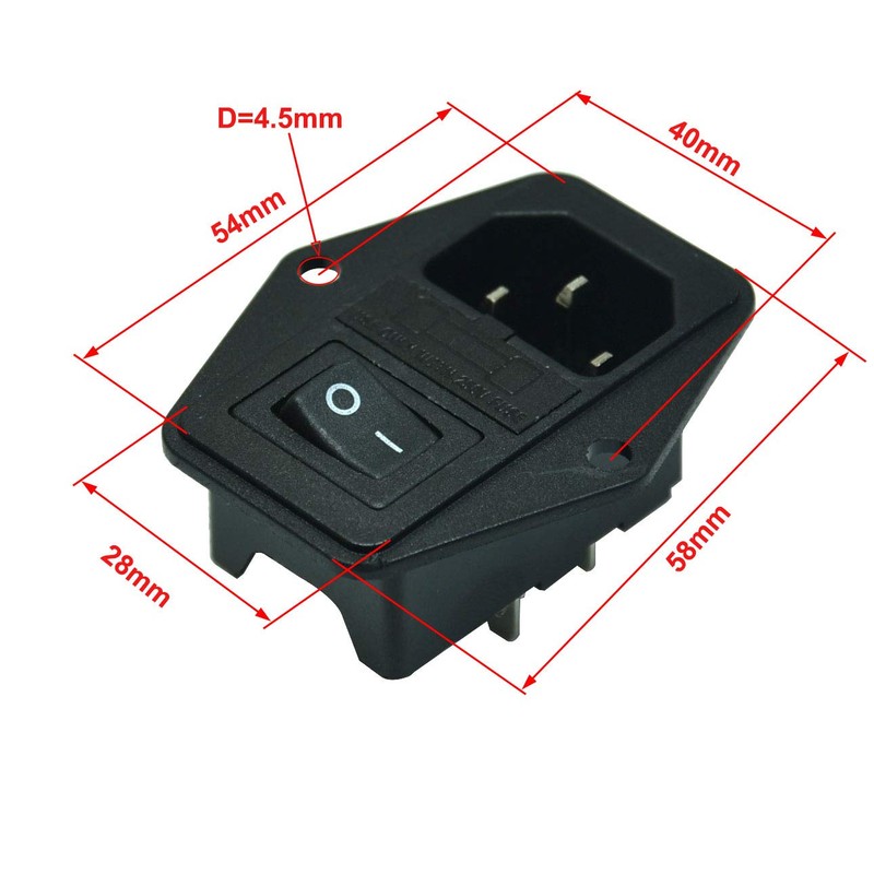 2pcs FILSHU IEC320 C14 Large Current Inlet Male Connector Plug