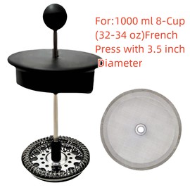 Ruilida 6pcs French Press Filter Screen - Universal 1000 ml, 34 Oz, 8 Cup Coffee Makers and Tea Machines - 4 Inch Stainless Steel Replacement Filter Mesh