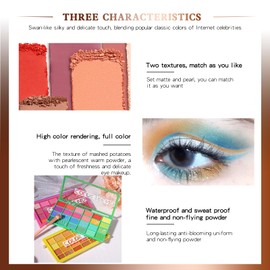 Eyeshadow, 24 Colours, Eyeshadow Palette, Matte Shimmer, Eyeshadow Nude Tones, Rainbow Colour Board, Make-Up Palette, Durable Waterproof Matte Eyeshadow Palette Cosmetics (01)