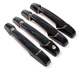 Overun Glossy Black Painted Side Door Handle Covers Overlay Designed for 2007-2013 Silverado Sirra Tahoe Avalanche Suburban Yukon XL Escalade
