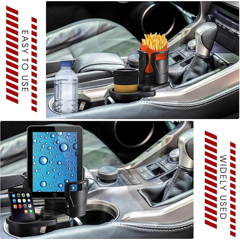 MACHSWON 2pcs Black Multifunctional Car Cup Holder Drink Holder with