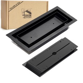 4X12 Black Adjustable air Flow Floor Register with Tray for Flooring Insert – Heavy-Duty Steel Flush Moun Vent Cover for Floor – Modern Low-Profile Design – DIY Installation