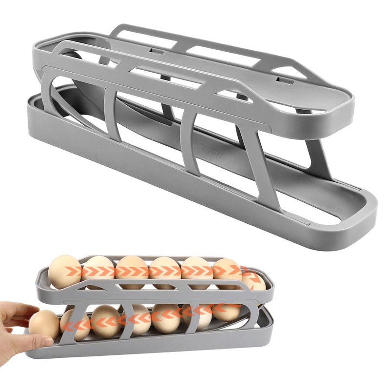 Rolling Egg Dispenser 2 Tier Space Saving Automatic Roll Down