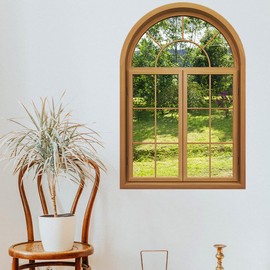 ZARROUEA Fake Window Wall Sticker Arch Window Nordic Stylish Wallpaper 3D Window Scenery Spring Window Wall Sticker Rental Interior Wall Decor PVC Removable Waterproof Modern Art Room Decoration (23.6 x 33.5 inches (60 x 85 cm)