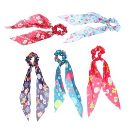 TOVINANNA 5pcs Xmas Headband Christmas Accessories Christmas Hair Rope Snowflake Design