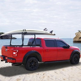 VEVOR Adjustable Organiser Truck Rack, 46-71inch Extendable Truck Ladder Rack, 800 lbs Capacity Steel Ladder Rack for Truck with Non-Drilling J-bolts, Heavy Duty Truck Bed Rack for Kayak, Surfboard