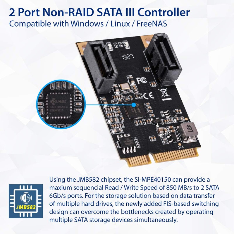 IO CREST M.2 22x42 PCIe Interface to 2 Port SATA