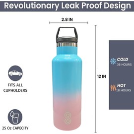 HOME ARCHIVE 25 Oz Leak Proof - Stainless Steel Hot & Cold Water Bottles for Men & Women Double Walled & Vacuum Insulated With Dishwasher Safe Pack of 1 (Sky Candy)