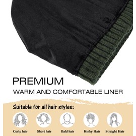 Wmcaps Men's Winter Hat, Beanie with Thickened Fleece Lining, Unisex Classic Hat with Cuffs, Elastic and Soft Wool Hat, Heart-Warming Gifts for Men and Women, Green (military green)