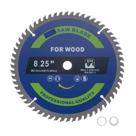 Kozelo Circular Saw Blade - [8 1/4-inch x 60 Teeth x 5/8-inch Arbor] Circular Cutting Blade with 5/8" to 3/8" Washer Adapter for Woodworking Plastic Use, 0.08-inch Kerf