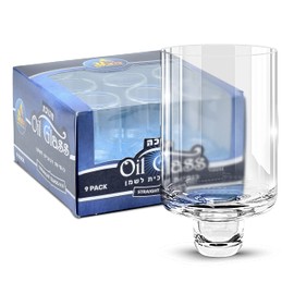 Ner Mitzvah Chanukah Menorah Oil Glass Cups - Glass Oil Insert Cups for Menorahs - #11 (9 Pack)