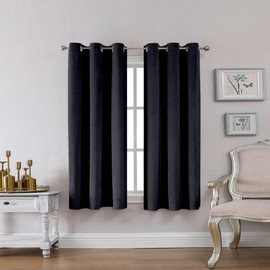 OVZME Ian Black Velvet Curtains for Bedroom, Soft Luxury Blackout Curtains 42 x 54 inch Length 2 Panels - Room Darkening Sun Light Blocking Window Drapes for Living Room, Grommet Top, W42 x L54