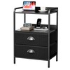 Night Stand with 2 Fabric Drawer and Sturdy Metal Frame,