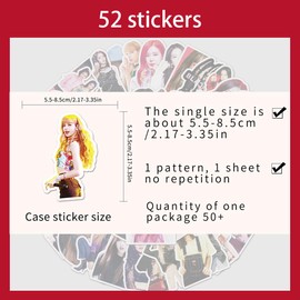QOCUILC 52 Blackpink Stickers, Blackpink Waterproof for Decorative Set Stickers, K-Pop Trading Cards, for Children, Gift Pack, Laptop, Luggage, Guitar, Skate, Cars, Moto(A)