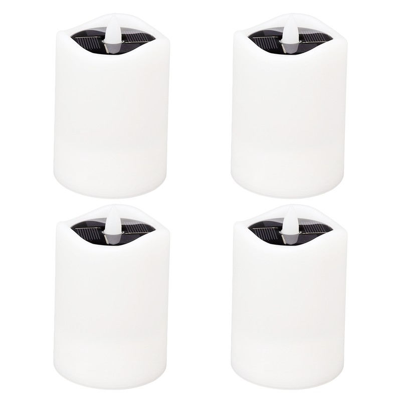 4Pcs Solar Powered LED Candle Light Yellow Flicker Tea Lamp