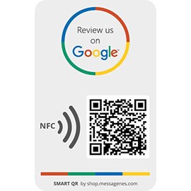 1 x Google Reviews Us Sticker for Business | Smart QR â NFC | 1 Click Feedback | Easy Reviews | Modify Link Whenever You Want | Premium Stickers | Social Media | for Decorative Wall Window Decal