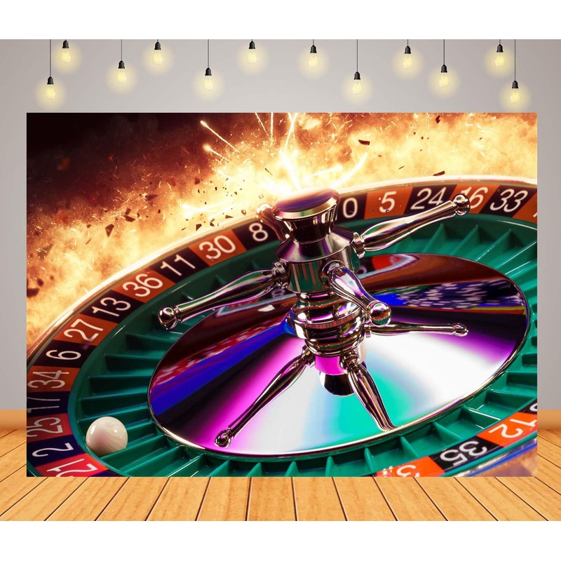 CORFOTO 7x5ft Roulette Table Backdrop Casino Night Dice Photo Background