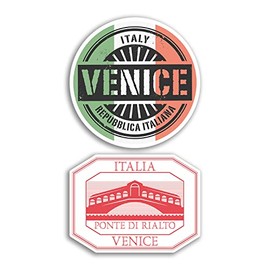 2 x 10cm Wide Venice Vinyl Stickers - Italy Italian Flag Rialto City European Travel Gift #78535