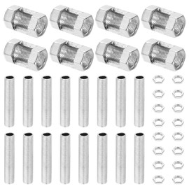 PATIKIL M10 Fine Thread Lamp Pipe Repair Parts Kits, 40 Pcs M10×25 Metal Hexagon Open Coupling Nut with Threaded Pipe and Hex Nut for Lighting Extension