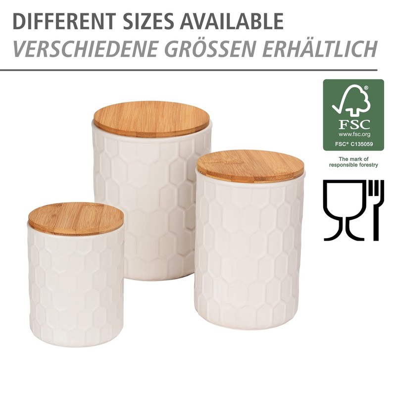 WENKO Maya Storage Tin Made of High-Quality White Ceramic with