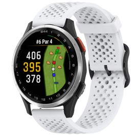 Lamshaw Compatible with Garmin Approach S44 Band, 20mm Quick Release Silicone band with Metal Buckle Compatible for Garmin Approach S50, S44, S42, S40 Smartwatch (White, 20mm size band)