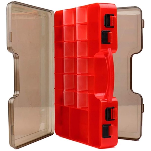 Double-Sided Fishing Lure Hook Tackle Box 44 Slots Plastic Clear