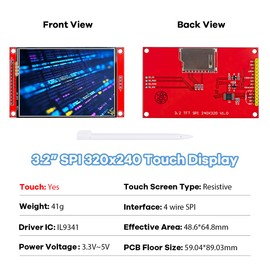 LAFVIN 3.2 Inch TFT LCD Touch Display Shield Module 320 x 240 SPI Serial ILI9341 with Touch Pen Compatible with Arduino