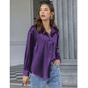 Chigant Women's Shirts Casual Satin Slik Blouse V-Neck Button Down