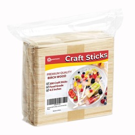 APREMONT 200 Pcs Natural Wooden Food Grade Craft Sticks - Ice Cream Stick - Popsicle - 4.5 inch Length - Suit Crafting, Stirring, Paddle, Waxing, Small Ice Pop Stick for DIY Kids Popcicle - Apremont