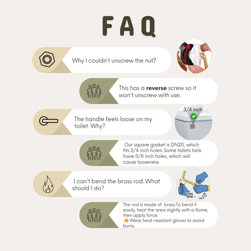 Universal Front Mount Toilet Handle Replacement Kit - Zinc Alloy