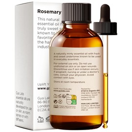 Gya Labs Rosemary Oil Set for Hair - Huge 4 Fl Oz - 100% Pure Natural Rosemary Essential Oil for Hair, Skin, Scalp, Diffuser & Candle Making Scent - with Leaf Styling Aromatherapy Stone