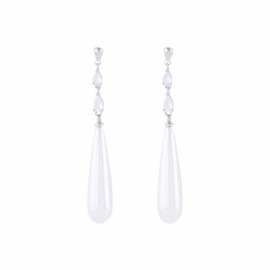 Gold Pearl Earrings Boho Charm Teardrop White Pearls Sparkly Crystal Rhinestone Waterdrop Droplet Long Lightweight Dangle Drop Earrings for Women Wedding Bridal Christmas Birthday Party Trendy Jewelry Gifts (Silver)