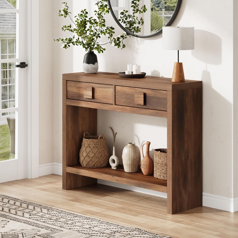 ONBRILL Console Table with Drawers, 40 Inch Narrow Entryway Table