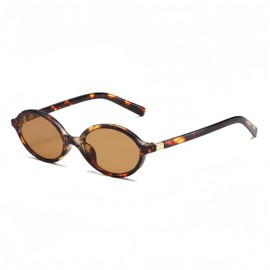 qinqilanqi-S Retro oval sunglasses for men and women, classic round/oval 90s sunglasses, fashionable and UV protection glasses, Tee/leopard tee