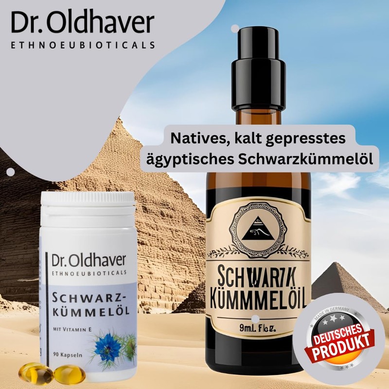 Schwarzkümmelöl 90 Kapseln – Ägyptisches Schwarzkümmelöl mit D-Alpha-Tocopherol, Kaltgepresst, Hoher