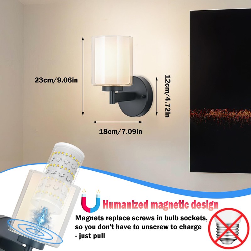 Nekhung Battery Operated Wall Sconce Set of 2, Wireless Wall