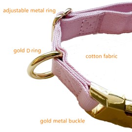 Adjustable Cotton Dog Collar, Soft Fabric Dog Collar with Metal Buckle for Small Medium Large Dogs (Pink, M)