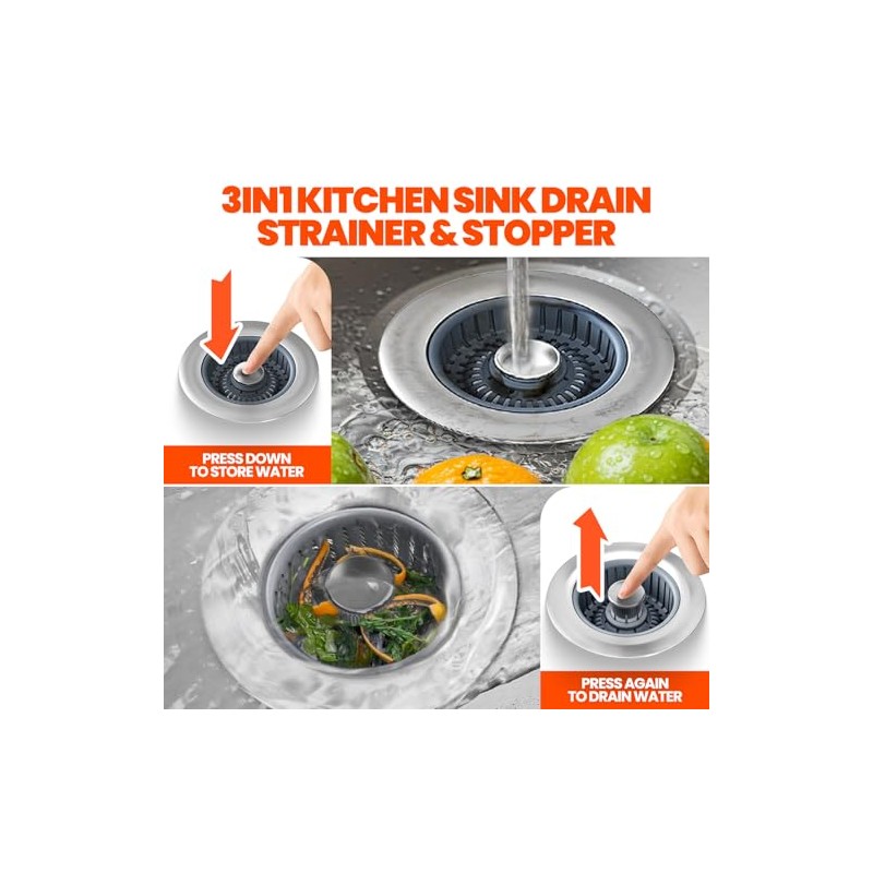 Kitchen Sink Drain Strainer - Upgraded Kitchen Sink Stopper,Sink Stopper