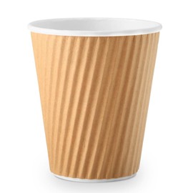 Eco Planet Disposables - 12 oz Triple Walled Squat Compostable Ripple Paper Cups (Pack of 25) Perfect for hot or Cold Takeaway Drinks - Fully compostable