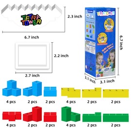 JOKSNK 32 Pieces Tetra Tower Game, Balance Toy Tower Game, Creative Stacking Game Toy, Children's Stacking Tower Wood, Funny Stacking Game Puzzle Games Gifts for Boys and Girls from Years 3+