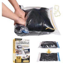 Cozy Essential Compression Bags for Travel - Travel-Twelve Pack, Transparent